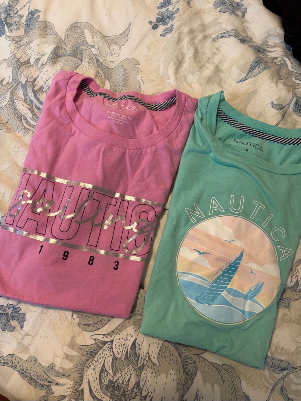 Nautica Pink and Teal Graphic Short Sleeve Tees